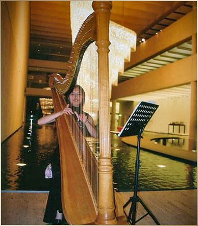 Brisbane Harpist Cindy perform at OLD Art Gallery